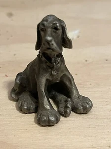 Vintage 1978 Philip Kraczkowski Pewter Hound Dog Figurine Seated - Picture 1 of 5
