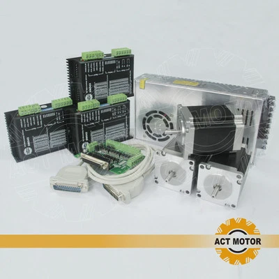 DE Free! 3Axis Nema23 23HS8430 3A 270oz-inSchrittmotor DM542 CNC Kit  - Bild 1 von 4