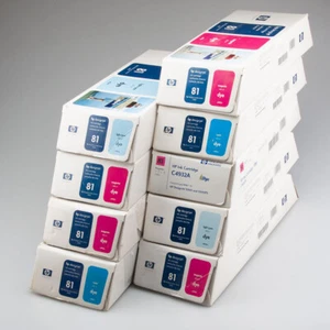 9 Stück HP Ink Nr. 81 Dye Light Cyan C4934A Magenta C4932A Cyan C4931A - Afbeelding 1 van 2