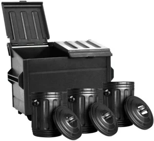 Black Dumpster & 3 Trash Cans for WWE & AEW Wrestling Action Figures - Picture 1 of 1