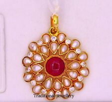  22K GOLD VINTAGE WHITE PEARL TRIBAL PENDANT WOMEN'S PARTY INDIAN JEWELRY PP33
