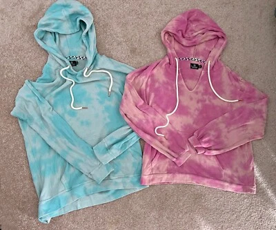 NEW! Set of 2 Women's Volcom Tie Dye Hoodies, Blue & Pink, Long Sleeve, Medium - Image 1 of 3