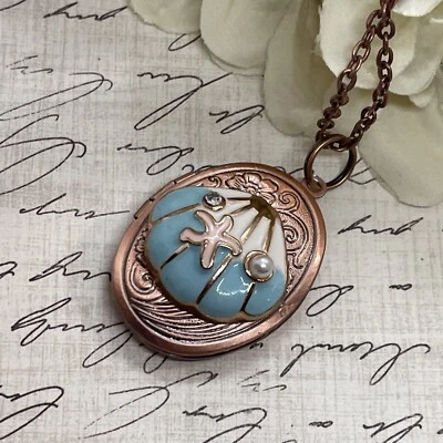 Пляжный жемчужный медальон из розового золота с раковиной круиз океан морской подарок на день рождения дочери - Изображение 1 из 4