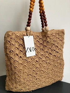 ZARA beige brown large tote shopper SHOULDER BAG NEW - Picture 1 of 18