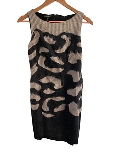 ESCADA SLEEVELESS BLACK / PINK DRESS SIZE 36 RIBBED JACQUARD MSRP $1695 - Picture 1 of 17