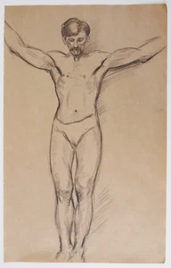 Winifred BALLARD (1885-1921) Stehendes männliches Lebensstudium, Chelsea Kunstschule 1907. - Bild 1 von 3