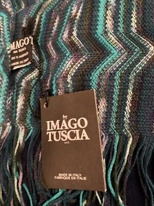 imago TUSCIA New with tags fringed scarf/shawl 22”x70”,  3” fringe - Picture 1 of 9