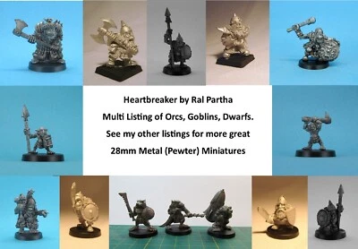 Heartbreaker Metal Miniatures by Ral Partha Multi Listing Orcs Dwarfs Goblins