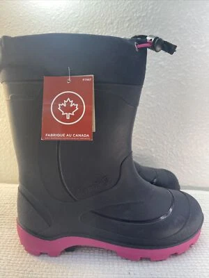 Kamik Snobuster1 Niña 4 Bota de Nieve Negra/Rosa Niño Lluvia Zapato Impermeable Foto 1 de 4
