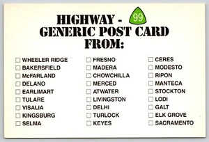 Postal genérica Highway 99 carreteras de California - Imagen 1 de 2