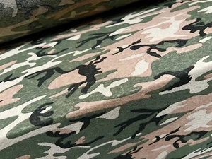 Thick & thin stretch spandex jersey fabric, per metre - camouflage print - khaki - Picture 1 of 3