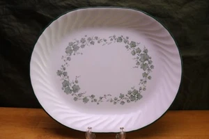 Corelle CALLAWAY Oval Serving Platter 12 " Green Ivy Swirl Rim - Picture 1 of 4