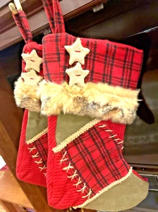 2er Set Weihnachtsstrümpfe Kunstfell & Filz 16 Zoll - Bild 1 von 7