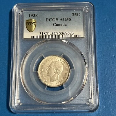 1938 Canada Silver 25 Cents  PCGS AU55 - Image 1 of 4