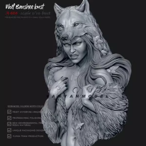 Unpainted Unassembled Resin 1/10 Figure Bust Wolf Girl model kit - Picture 1 of 3