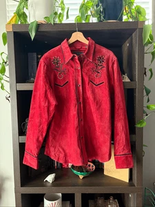 Neu mit Etikett Roper Western Wear rot & schwarz Lederjacke Damengröße XL - Bild 1 von 6