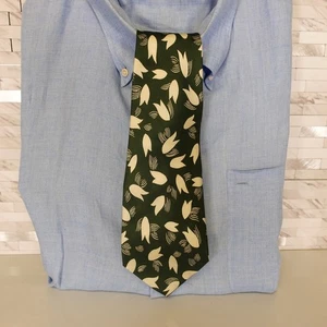 Krawatte Herren grün Seide Blumen klassisch botanisch tropisch Anzug Saldarini Italien - Bild 1 von 7