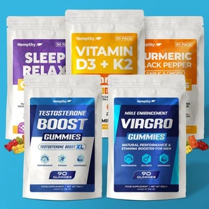 D3 K2 | Turmeric | Testo Boost | Male Enhance | Sleep | Vitamin Gummies 90 Pack - Picture 1 of 24