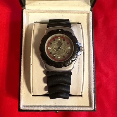 Tag Heuer Quartz Watch Silver Black Rubber Strap Battery Replaced 3.8x3.8cm - Image 1 of 4