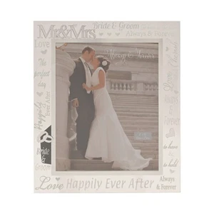 Marco de fotos de boda Widdop Mr and Mrs plateado diseño espejado ideas de regalo de boda - Imagen 1 de 4