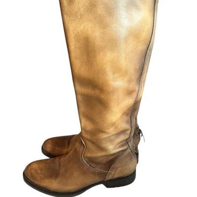 Vera Wang Botas "lavanda" Cuero Tostado Hasta la Rodilla con Detalle de Corbata en el Tacón Talla 8 Foto 1 de 4