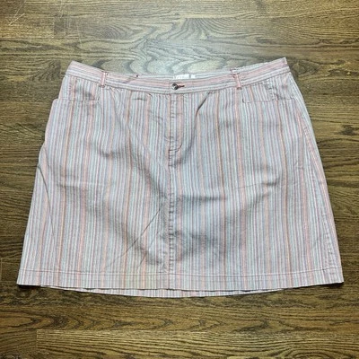 Christopher Banks Skirt Women 24W Red Striped Stretch Cotton Pockets Knee Length - Image 1 of 4