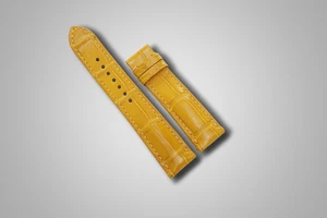 Handmade Yellow Crocodile Skin Leather Watch Strap Band 18mm to 26mm - Picture 1 of 2