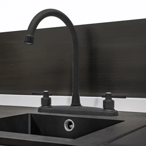 Matte Black Stainless Steel RV Kitchen Sink Faucet 2 Handles 3 Holes 8'' G1/2 - Picture 1 of 10