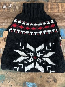 Beautiful Chilly Dog Organic Wool Dog Sweater XL Black Ski Bum Snowflake NWT - Bild 1 von 10