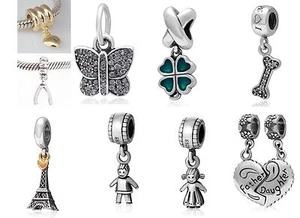 COLGANTE DE PLATA ESTERLINA 925 CUENTAS SE ADAPTA A PULSERA CON ENCANTO EUROPEO NIÑO NIÑA - Imagen 1 de 13
