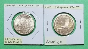 2-COINS  2012 P & 2004 S PFUC, NATIVE AMERICAN-SACAGAWEA DOLLARS $1        #5306 - Picture 1 of 21