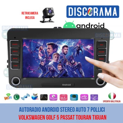 AUTORADIO ANDROID STEREO AUTO 7 POLLICI VOLKSWAGEN GOLF 5 PASSAT TOURAN TIGUAN - Immagine 1 di 4