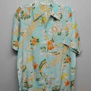 Camisa de playa hawaiana 100 % seda Victoria's Secret vintage rara talla mediana tropical - Imagen 1 de 9