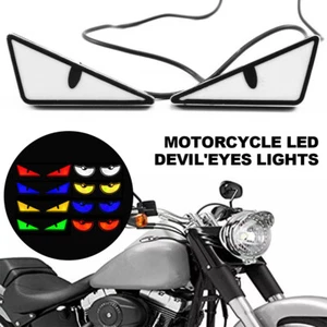 Motorcycle LED Devil'Eyes Lights Headlight Mini Projector Lens Turn Signal Lamp - Picture 1 of 22