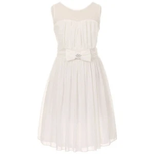 IVORY Size 8 Chiffon Flower Girl Casual Dress Birthday Party Wedding Bridesmaid - Picture 1 of 4