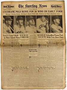 1936 SPORTING NEWS BASEBALL MAGAZINE ORIGINAL BOX SCORES RUTH 4 23 1936