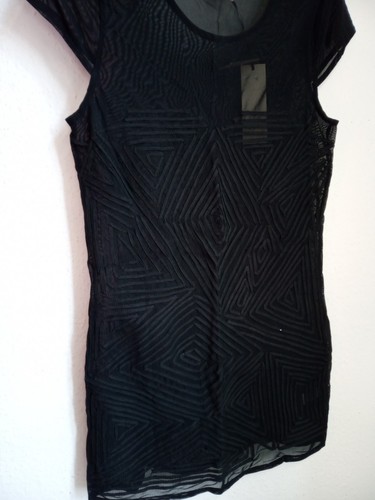 Abito Alexander Wang nero trasparente nuovo con etichette Topshop taglia 14 bodycon geometrico