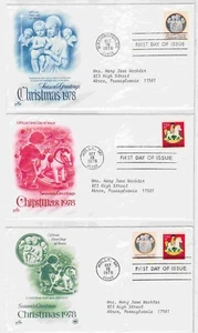 TurtlesTradingPost- Christmas Pair- 1978 #1768-69 FDC Artcraft- 3 Covers - Picture 1 of 1