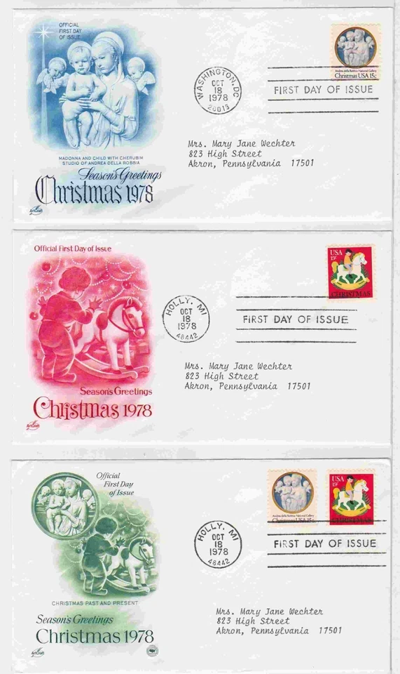 TurtlesTradingPost- Christmas Pair- 1978 #1768-69 FDC Artcraft- 3 Covers - Image 1 of 1