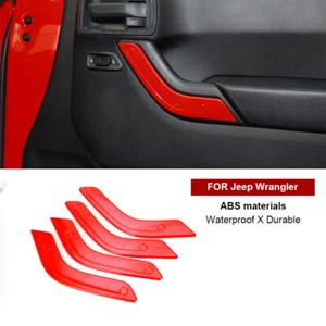 Tiras de molduras de cubierta de manijas de puerta interiores decoración 4 puertas para Jeep Wrangler JK 11-17 rojo - Imagen 1 de 9