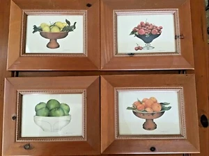 Vintage Fruit Bowl Art 1960's Lot of 4, Wood Frames Pictures 8.5 x 10.5" Sweet! - Picture 1 of 10