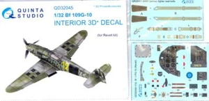 Quinta Studios 1/32 MESSERSCHMITT Bf-109G-10 DECAL COLORED INTERIOR SET Revell - Picture 1 of 8