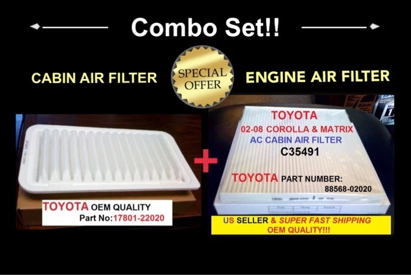 ENGINE&CABIN AIR FILTER For Toyota COROLLA & MATRIX 2003-2008 US Seller - Image 1 of 1