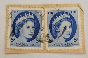 Kanada Postage ~ Queen Elizabeth II ~ Blue 5₵ Stamp ~ Cancelled/Posted ~1954 - Bild 1 von 6