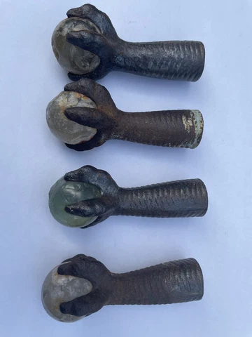 Antique Iron Claw and Glass Ball Foot Terminals Set of 4 Cover