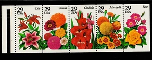Scott 2829-2833 29¢ Summer flowers strip of 5 MNH Free shipping in USA - Picture 1 of 1