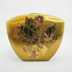 VTG Elgin American Compact Mirror Powder Gold Plate Inlay Clamshell Shape MCM - Picture 1 of 10