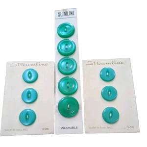 11 Pcs Green Blumenthal Slimline Streamline Buttons Vintage Vtg 1 1/16" Smaller - Picture 1 of 5