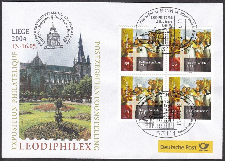 PEX0095 Intl. Stamp Exhibit. Germany Cover LEODIPHILEX 2004, Leige, Architecture - Image 1 of 1