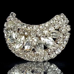Strass Halbmond Brosche Retro Statement Vintage 40er Jahre Anstecknadel - Bild 1 von 8